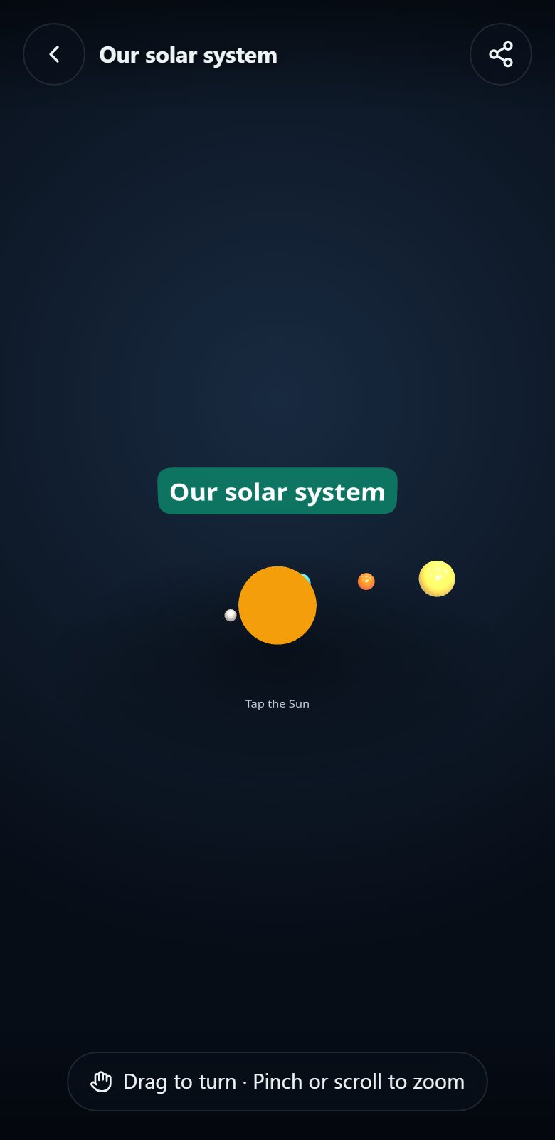 The same solar system scene on a phone